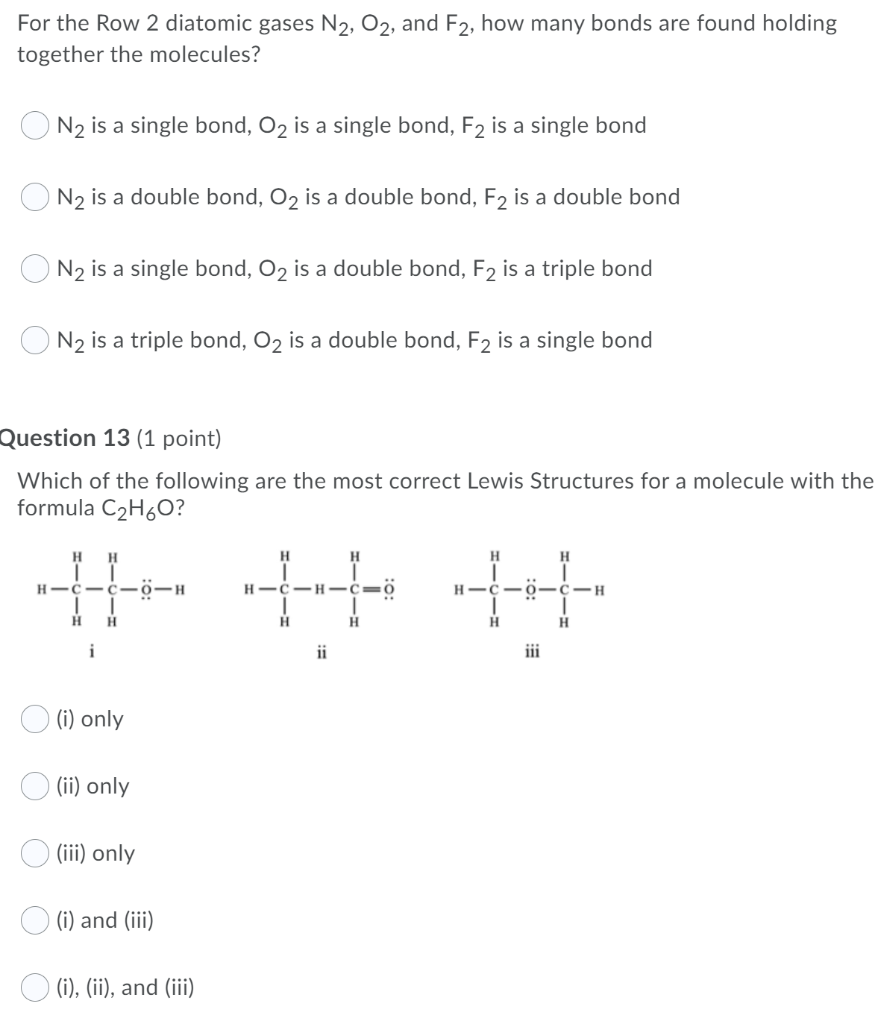Solved For the Row 2 diatomic gases N2, O2, and F2, how many | Chegg.com