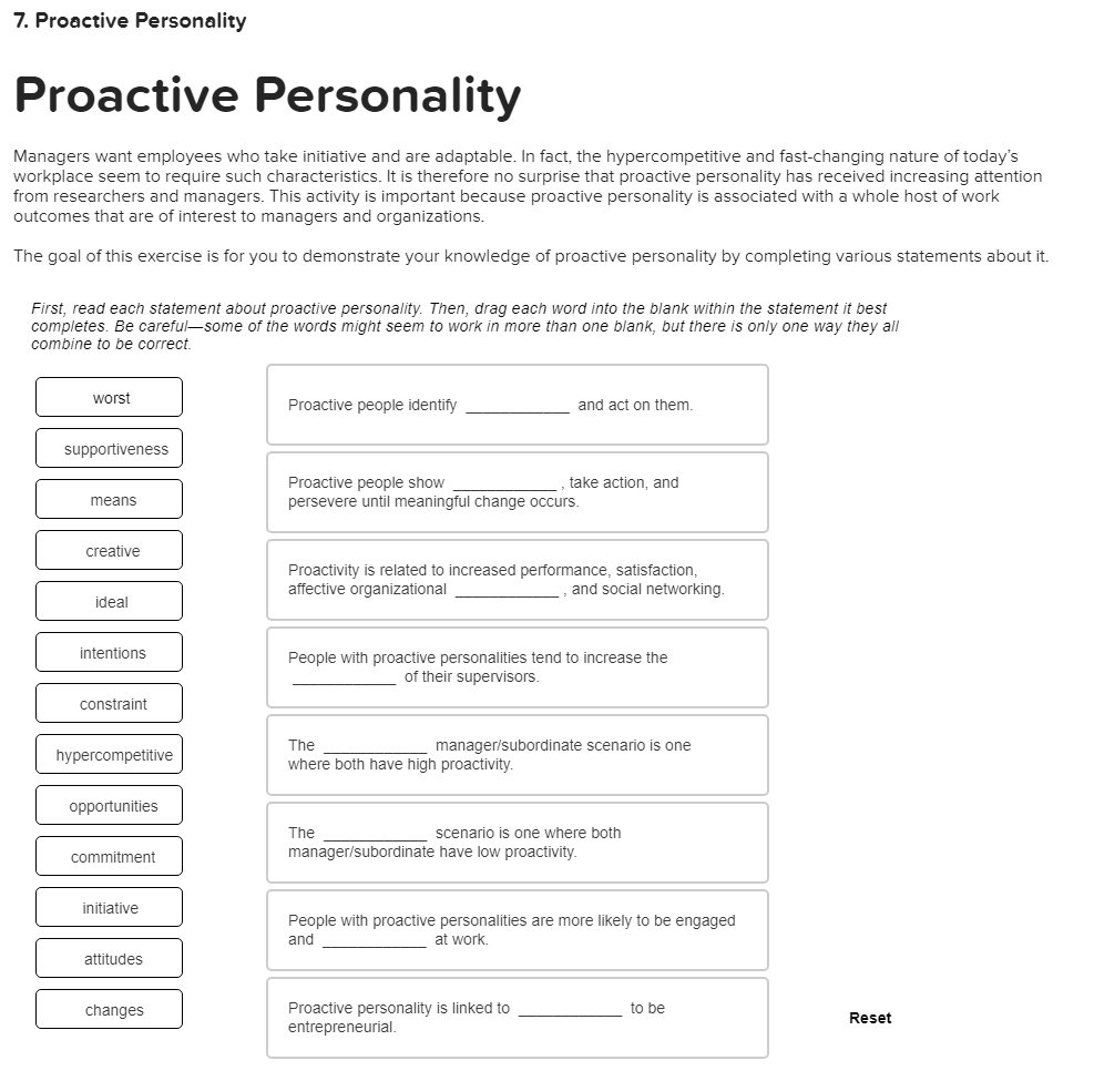 7. Proactive Personality Proactive Personality | Chegg.com