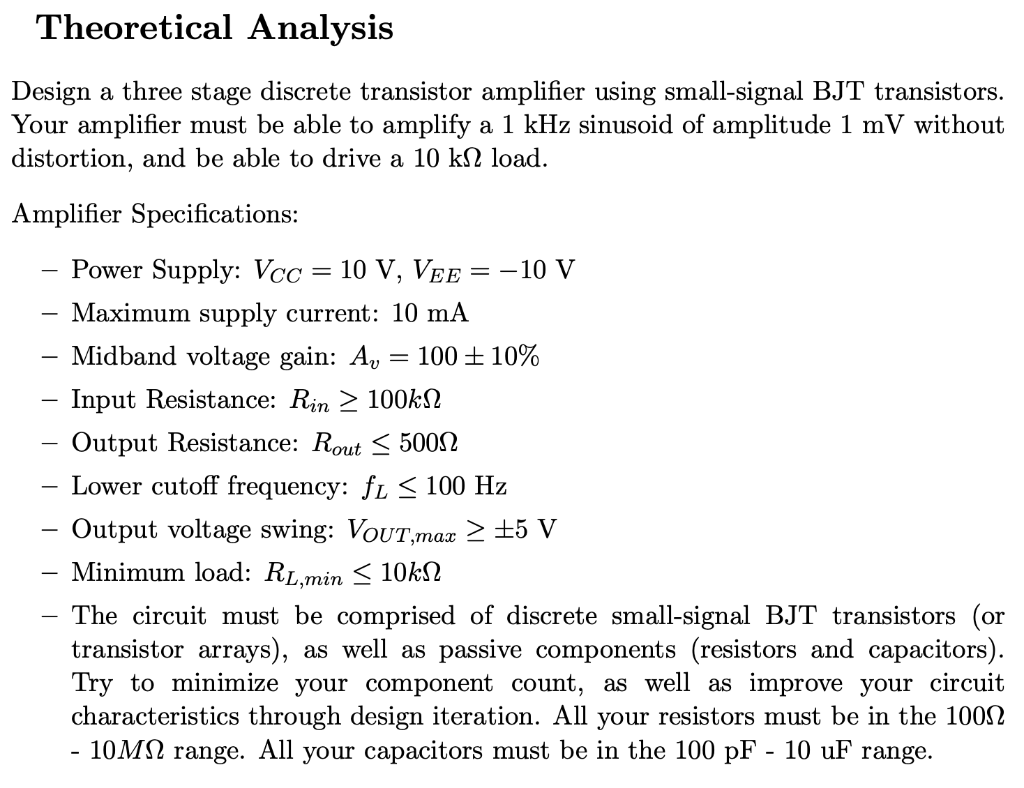 Solved Design A Three Stage Discrete Transistor Amplifier | Chegg.com