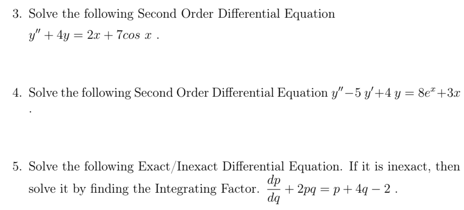 Solved 3. Solve the following Second Order Differential | Chegg.com