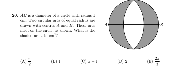 what is the radius of a circle with diameter of 20 cm