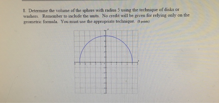 Solved 8. Determine the volume of the sphere with radius 5 | Chegg.com