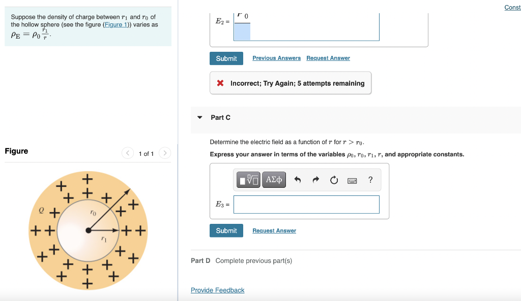 Solved Consta Determine the electric field as a function of | Chegg.com