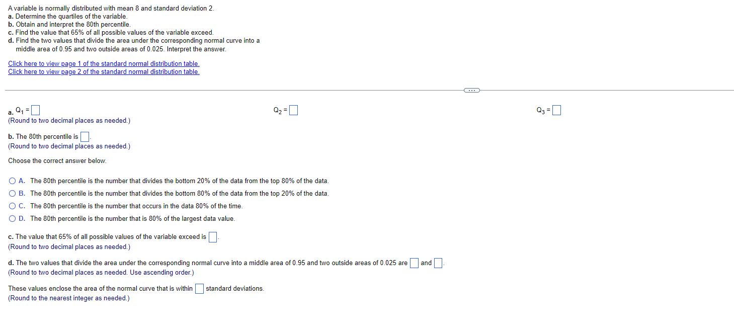 Solved Assume that the variable under consideration has a | Chegg.com