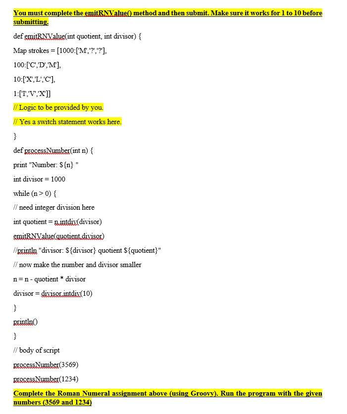 Solved You must complete the emitRNValue() method and then | Chegg.com