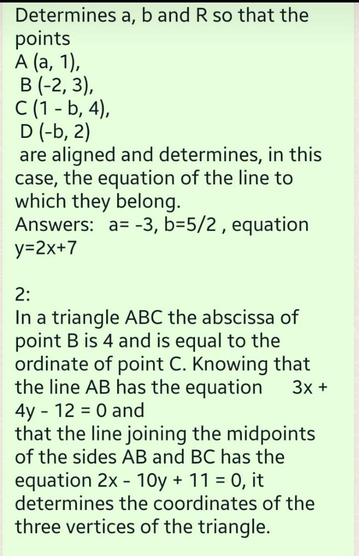 Solved Determines A, B And R So That The Points A (a, 1), B | Chegg.com