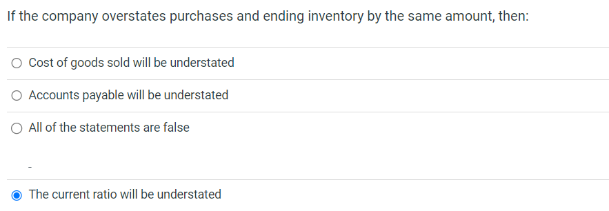Solved If the company overstates purchases and ending | Chegg.com