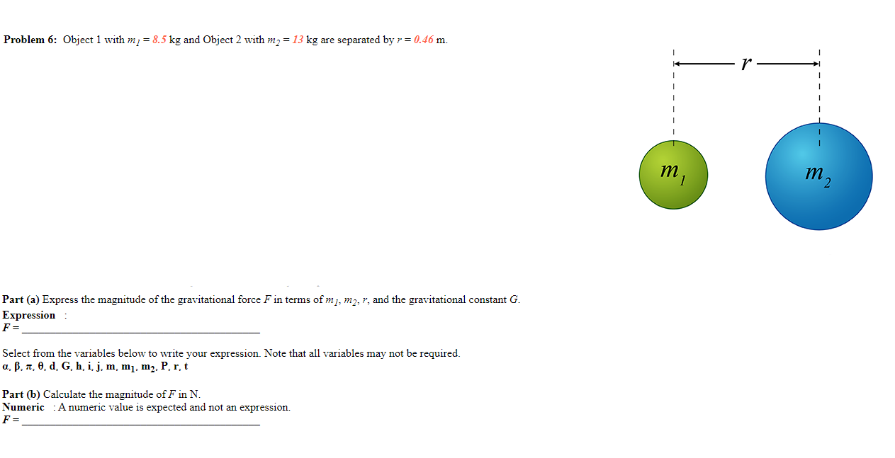 Problem 6: Object 1 ﻿with ml=8.5kg ﻿and Object 2 | Chegg.com