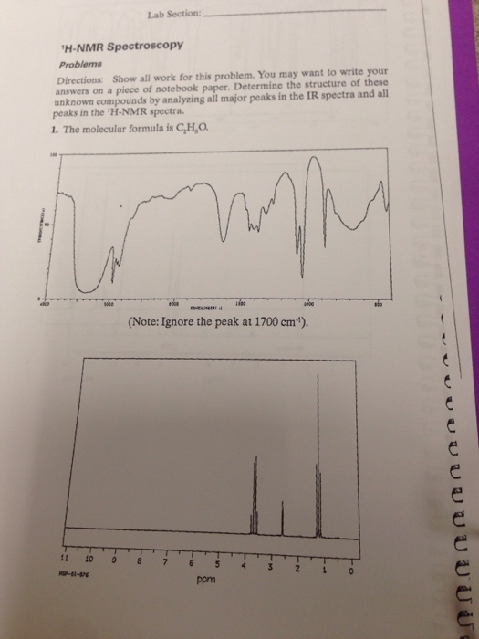 Solved Lab Section HNMR Spectroscopy Problems Directions