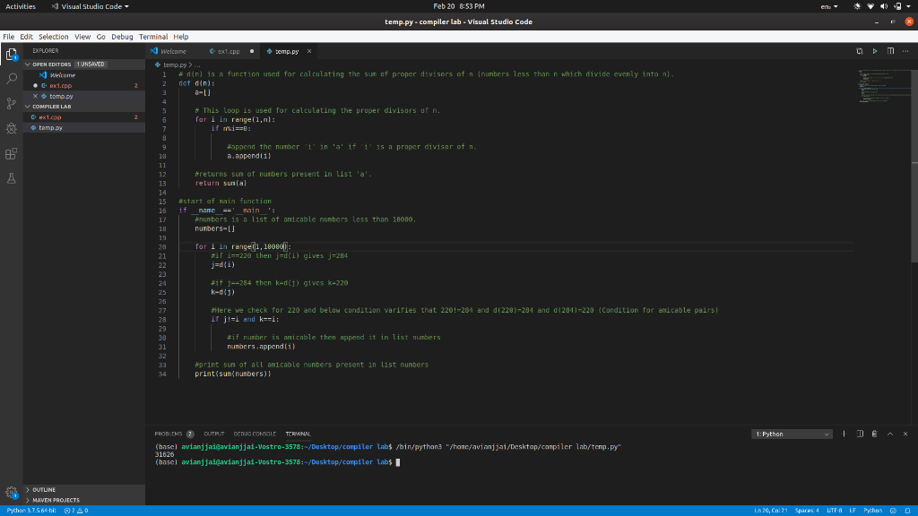 Question Amicable Numbers Problem 21 Let D N Be Defined As The Sum Of Proper Divisors Of N Numbers Less Essay Streak