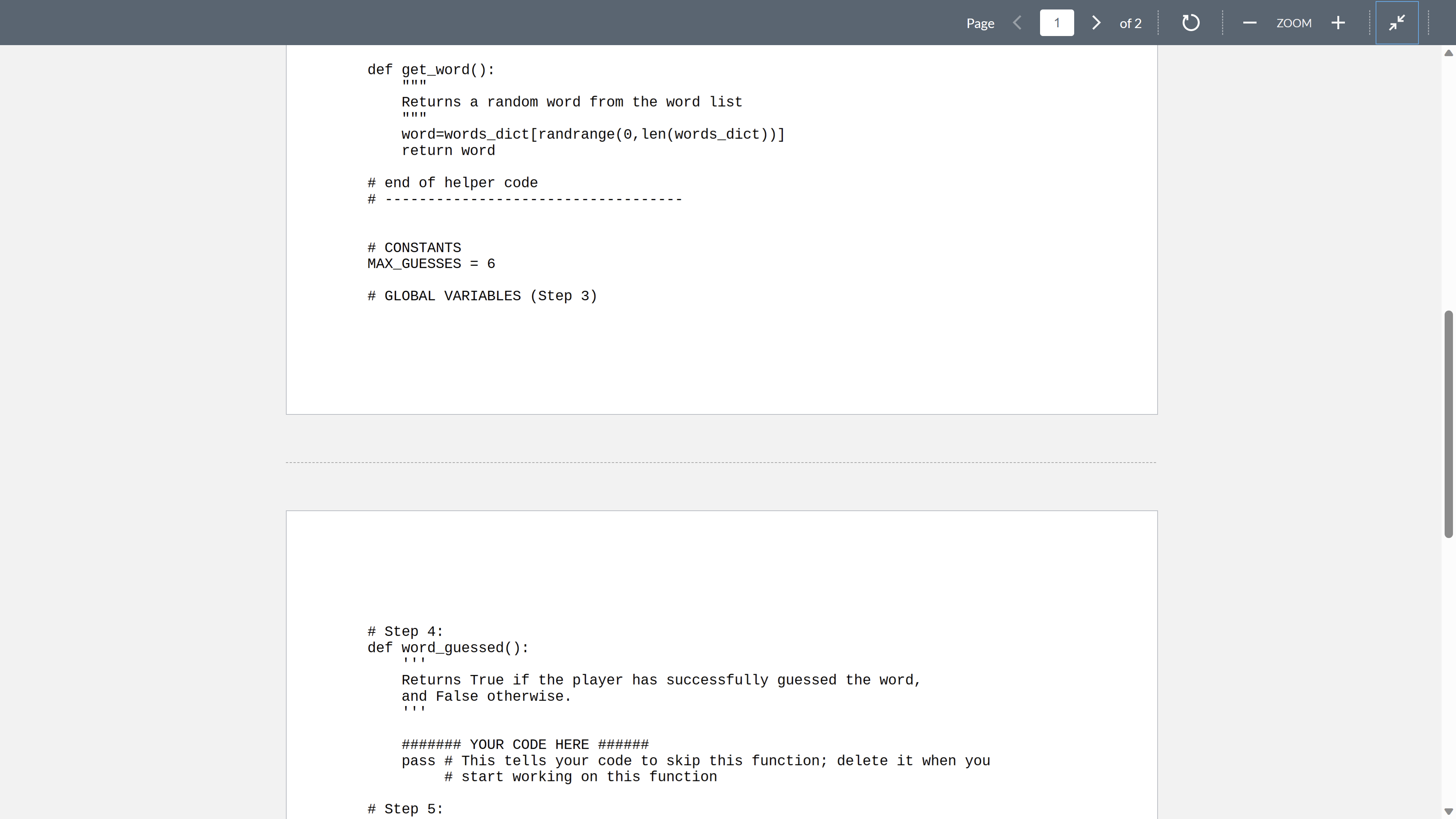 \# Name: \# Section: \# INFS 115 Hangman project | Chegg.com