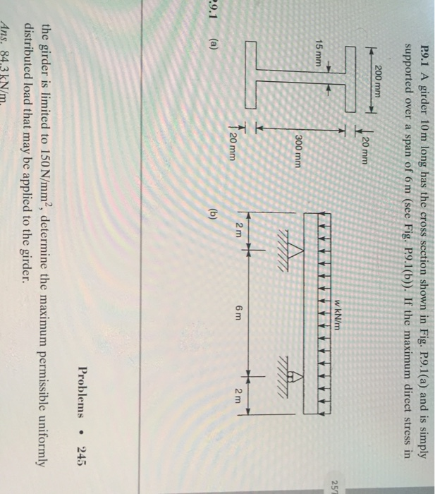 Solved R9.1 A girder 10 m long has the cross section shown | Chegg.com