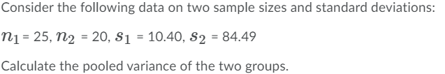Solved Consider the following data on two sample sizes and | Chegg.com