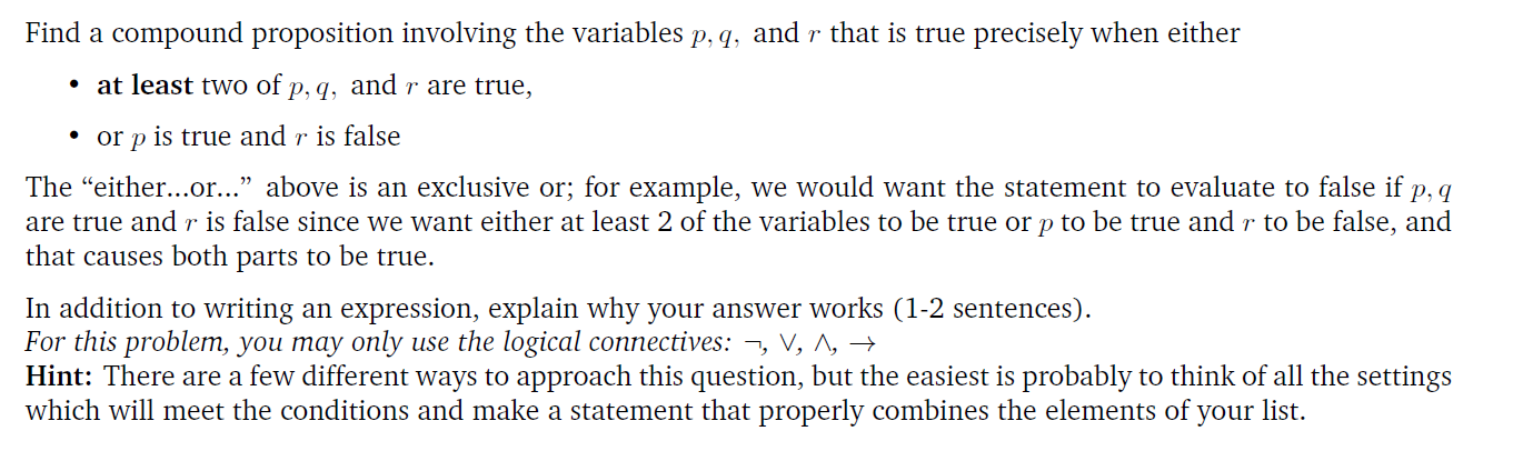 Solved Find a compound proposition involving the variables | Chegg.com