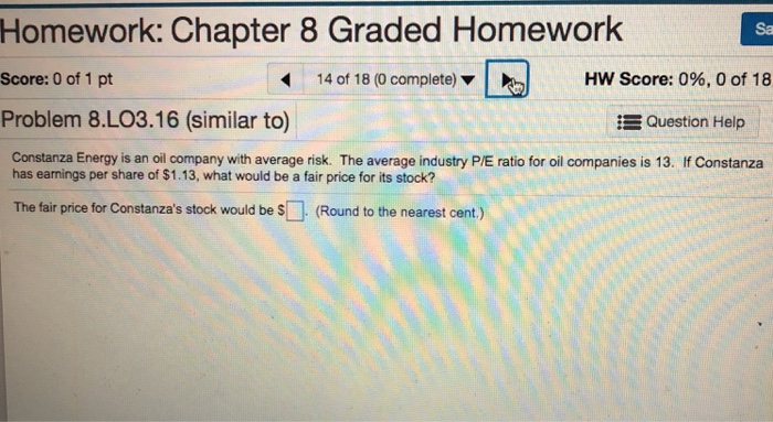 Solved Homework: Chapter 8 Graded Homework Save Score: 0 of | Chegg.com