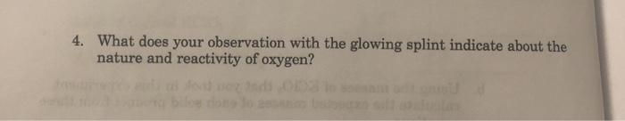 Solved What Does Your Observation With The Glowing Splint Chegg