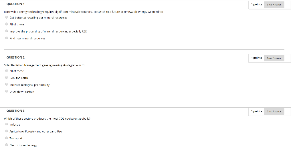 Solved QUESTION 1 1 points Save Answer Renewable energy | Chegg.com