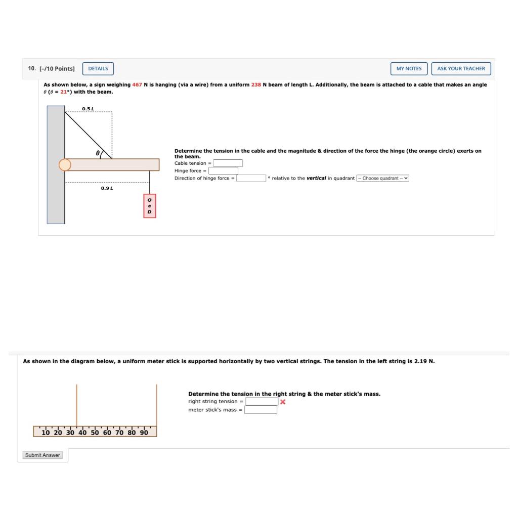 Solved 10. (-/10 Points) DETAILS MY NOTES ASK YOUR TEACHER | Chegg.com