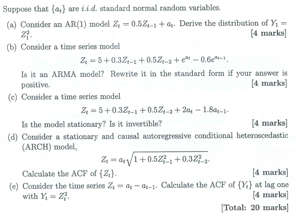 Solved Suppose That {at} Are I.i.d. Standard Normal Random | Chegg.com