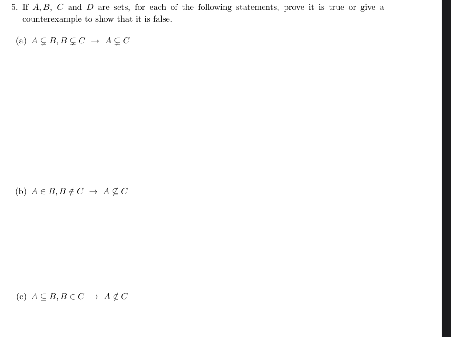 Solved 5. If A,B,C And D Are Sets, For Each Of The Following | Chegg.com