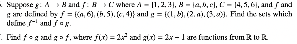 Solved Suppose G:A→B And F:B→C Where | Chegg.com