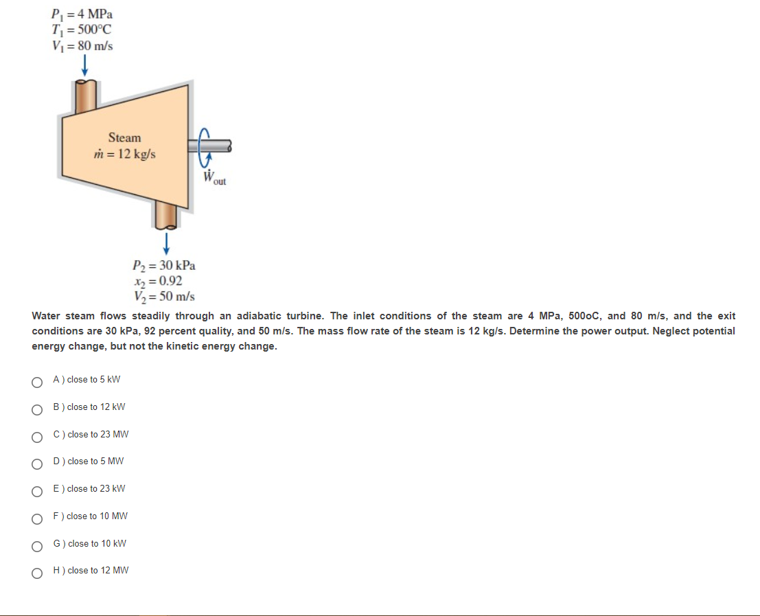 Solved P 4 Mpa T 500 C Vi 80 M S Steam M 12 Kg S W Chegg Com