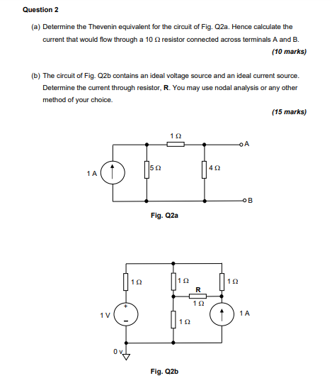 Solved Question 2 (a) Determine the Thevenin equivalent for | Chegg.com