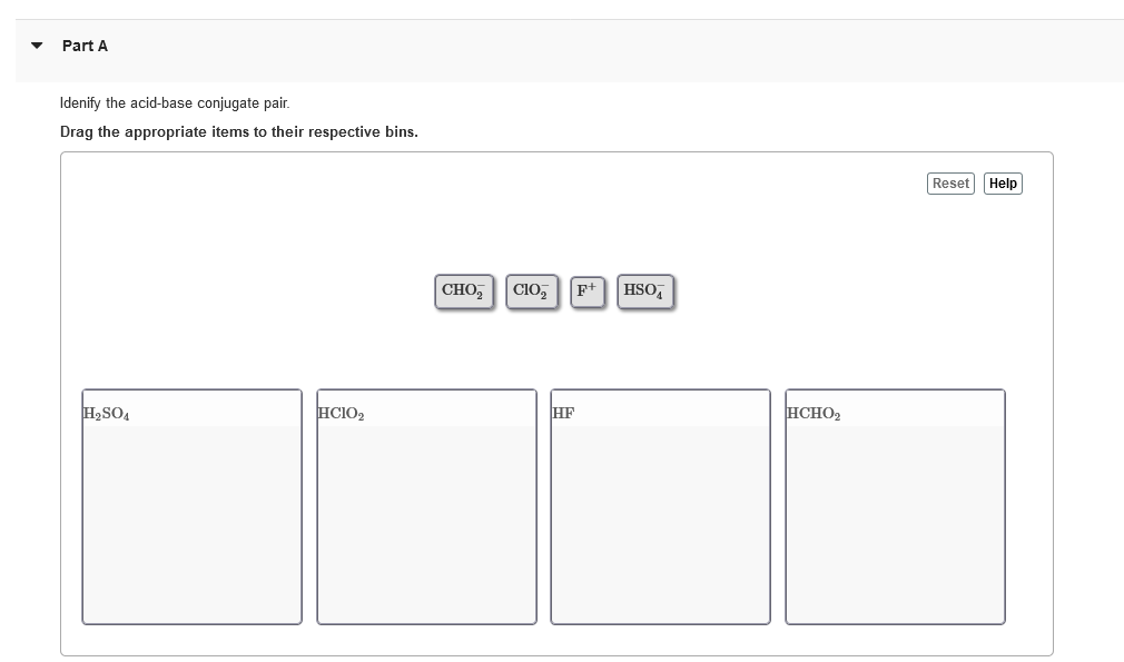 Solved Idenify the acid-base conjugate pair. Drag the | Chegg.com