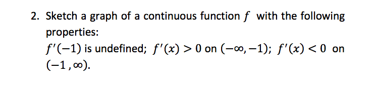 Solved 2. Sketch a graph of a continuous function f with the | Chegg.com