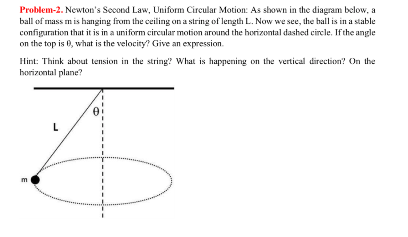 Solved Problem-2. Newton's Second Law, Uniform Circular | Chegg.com