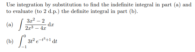 Solved Use integration by substitution to find the | Chegg.com