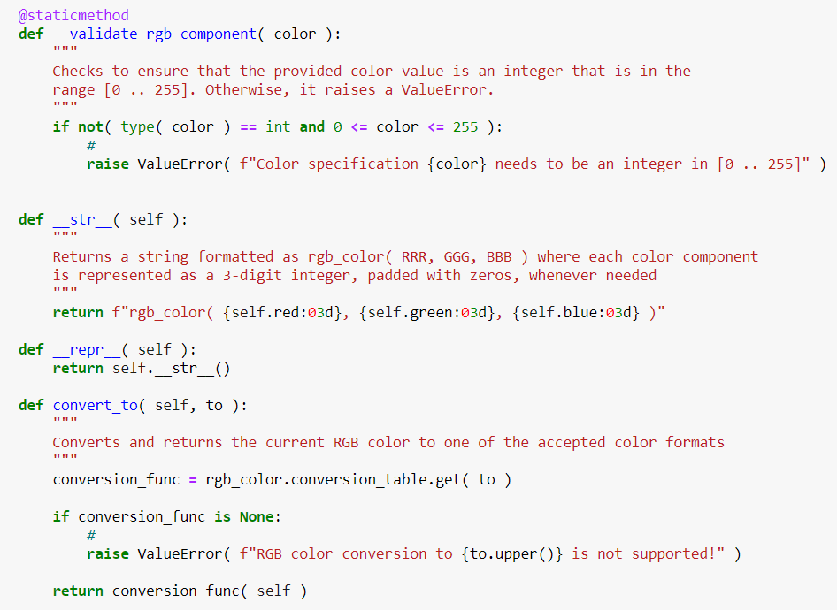 Write a Python class called color , which provides | Chegg.com