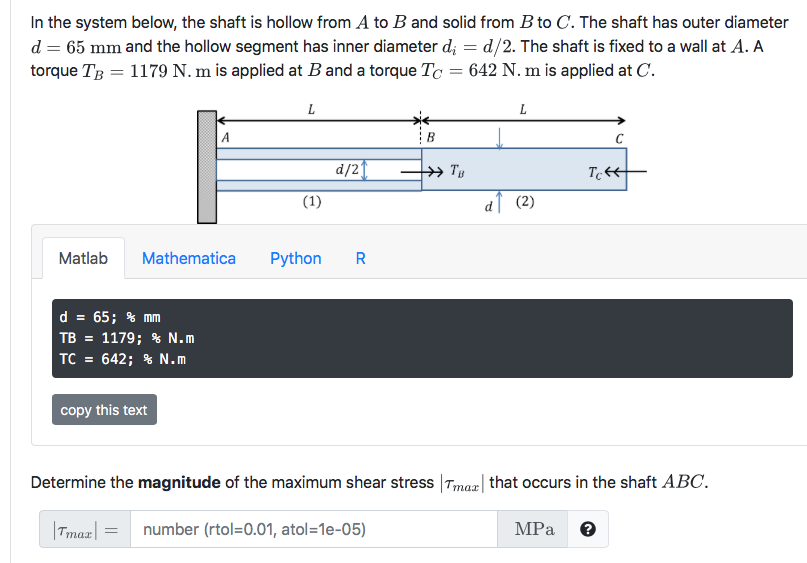 Solved In The System Below, The Shaft Is Hollow From A To B | Chegg.com