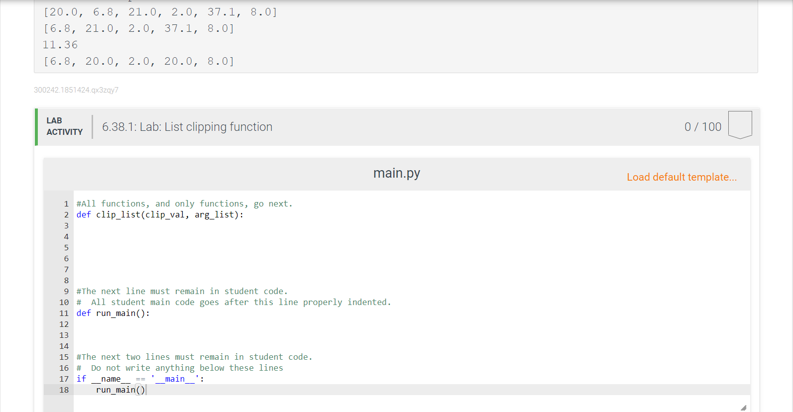 Solved 6.38 Lab: List clipping function Functions . Write a | Chegg.com