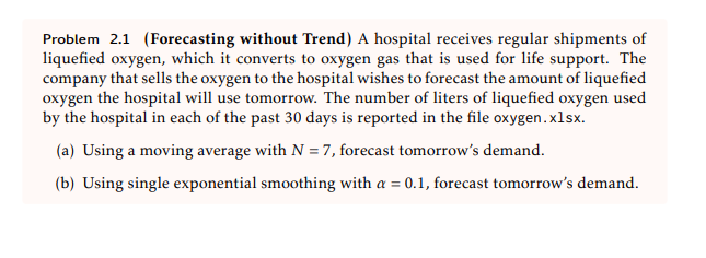 Problem 2.1 (Forecasting without Trend) A hospital | Chegg.com