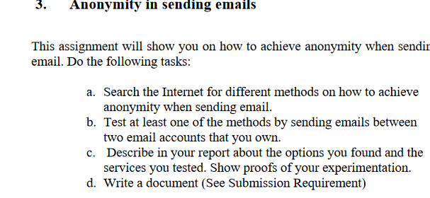 3 Anonymity In Sending Emails This Assignment Will Chegg Com