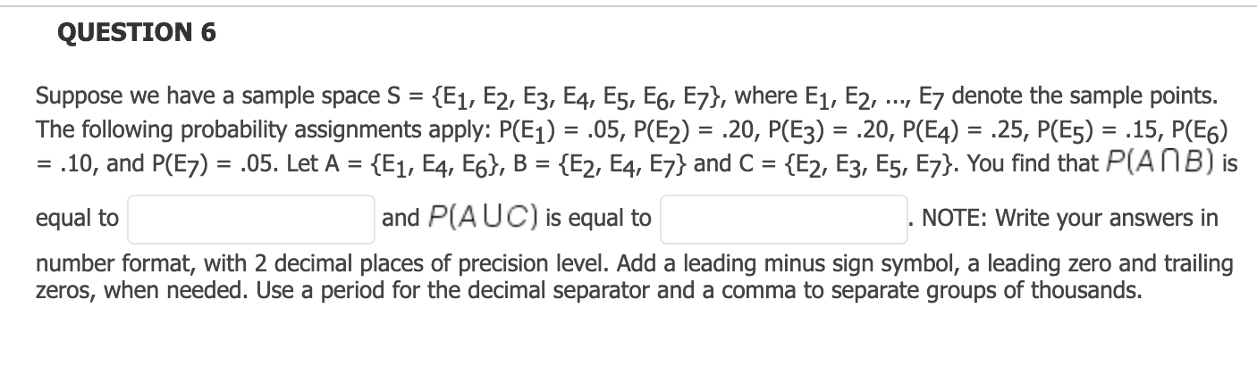 Solved QUESTION 6 """ Suppose we have a sample space S = | Chegg.com