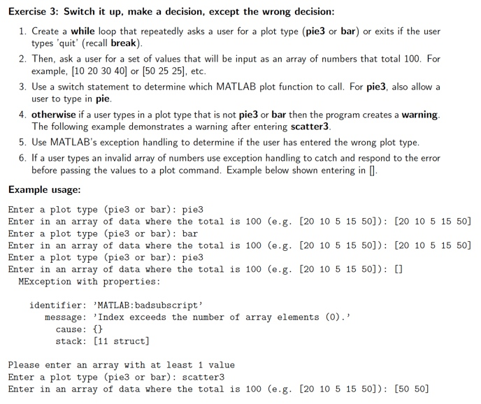 Solved Exercise 3: Switch it up, make a decision, except the | Chegg.com