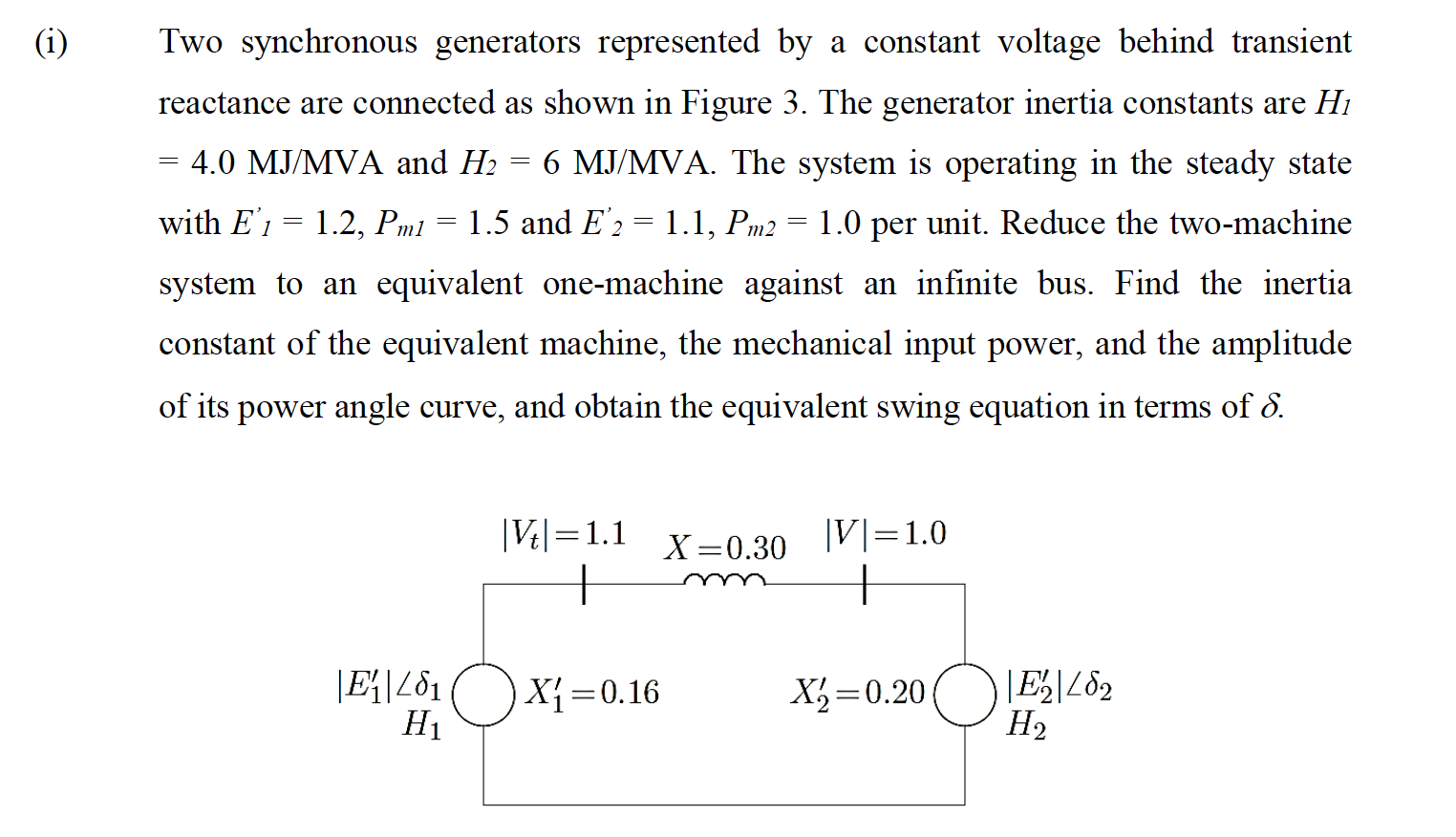 Solved Two synchronous generators represented by a constant | Chegg.com