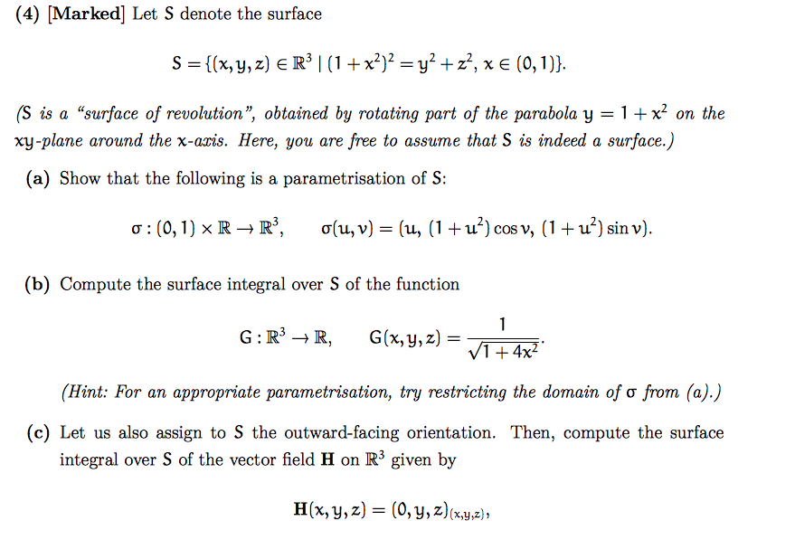 Solved 4 Marked Let S Denote The Surface S X Y Z Chegg Com