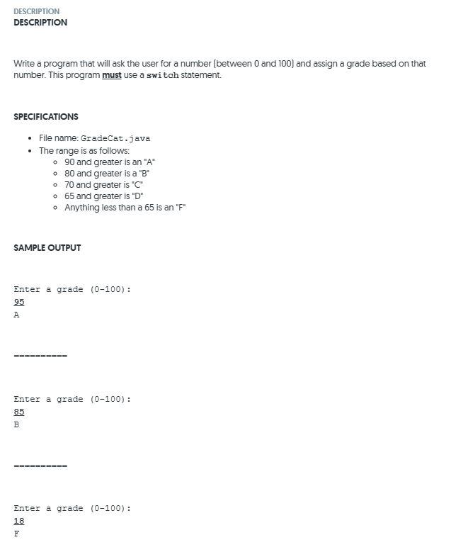 Solved DESCRIPTION DESCRIPTION Write a program that will ask | Chegg.com
