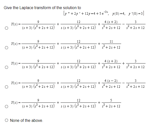 Solved Give the Laplace transform of the solution to | Chegg.com