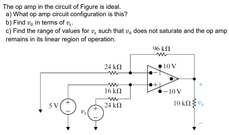 Solved The op amp in the circuit of Figure is ideal.a) ﻿What | Chegg.com