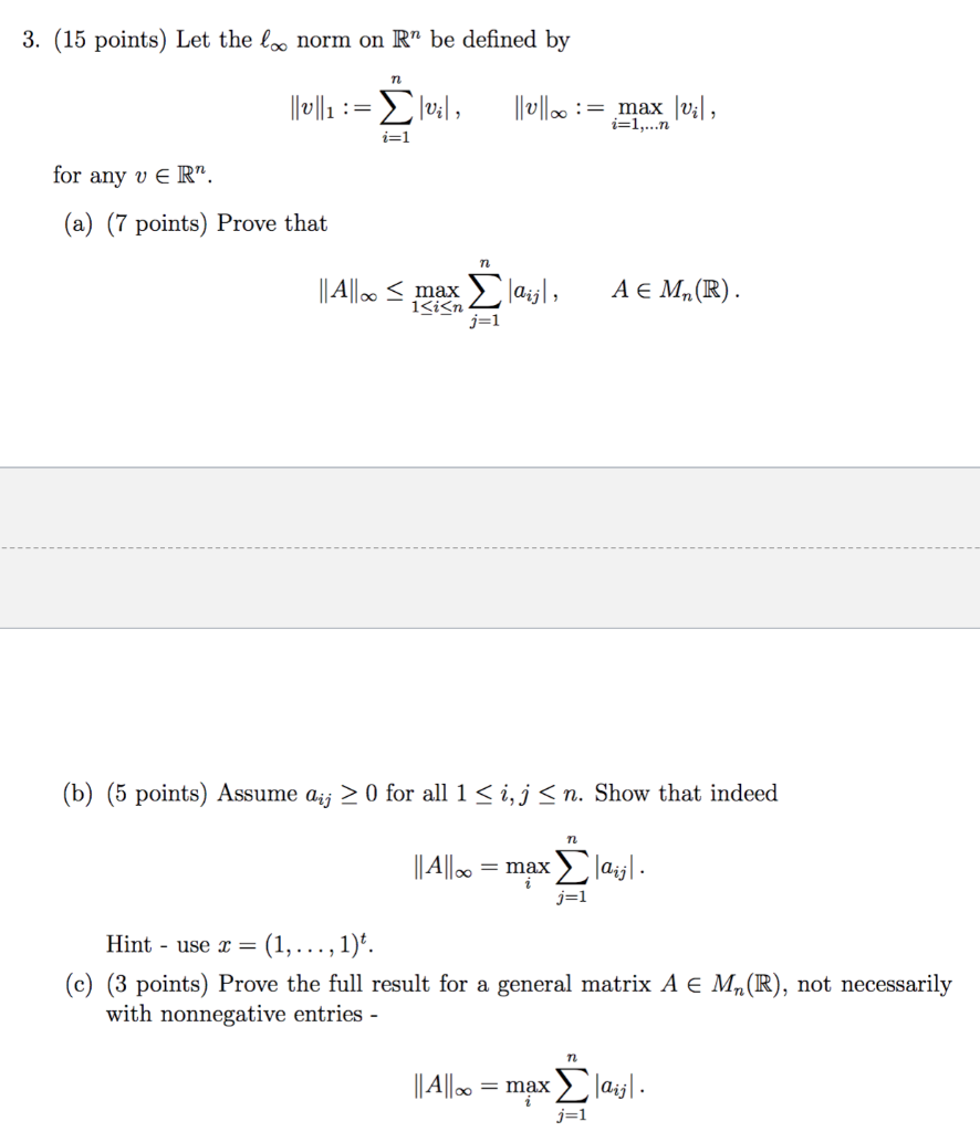 Solved 3 15 Points Let The Lo Norm On R Be Defined By Chegg Com