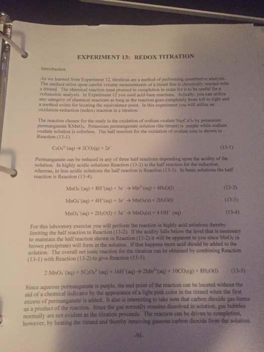 redox titration experiment