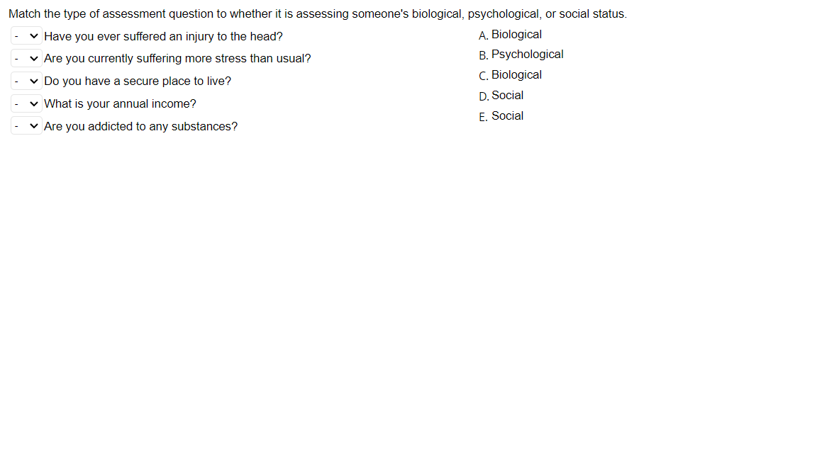 Solved Match The Type Of Assessment Question To Whether It | Chegg.com