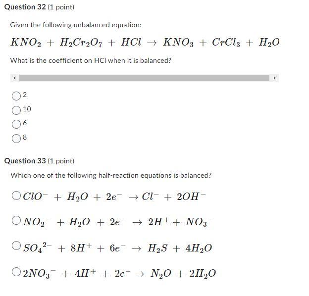 Solved Given the following unbalanced equation: | Chegg.com