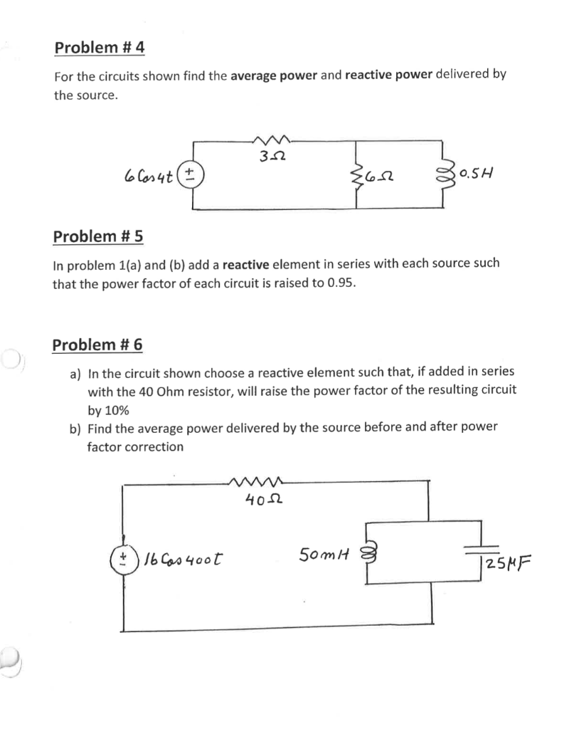 Solved Problem # 4 For the circuits shown find the average | Chegg.com