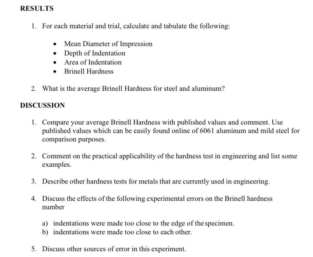 Scope The Brinell Hardness Test Measures The Chegg Com