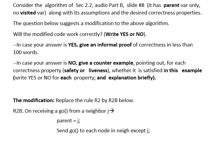 Solved Consider the algorithm of Sec 2.2, audio Part B, | Chegg.com